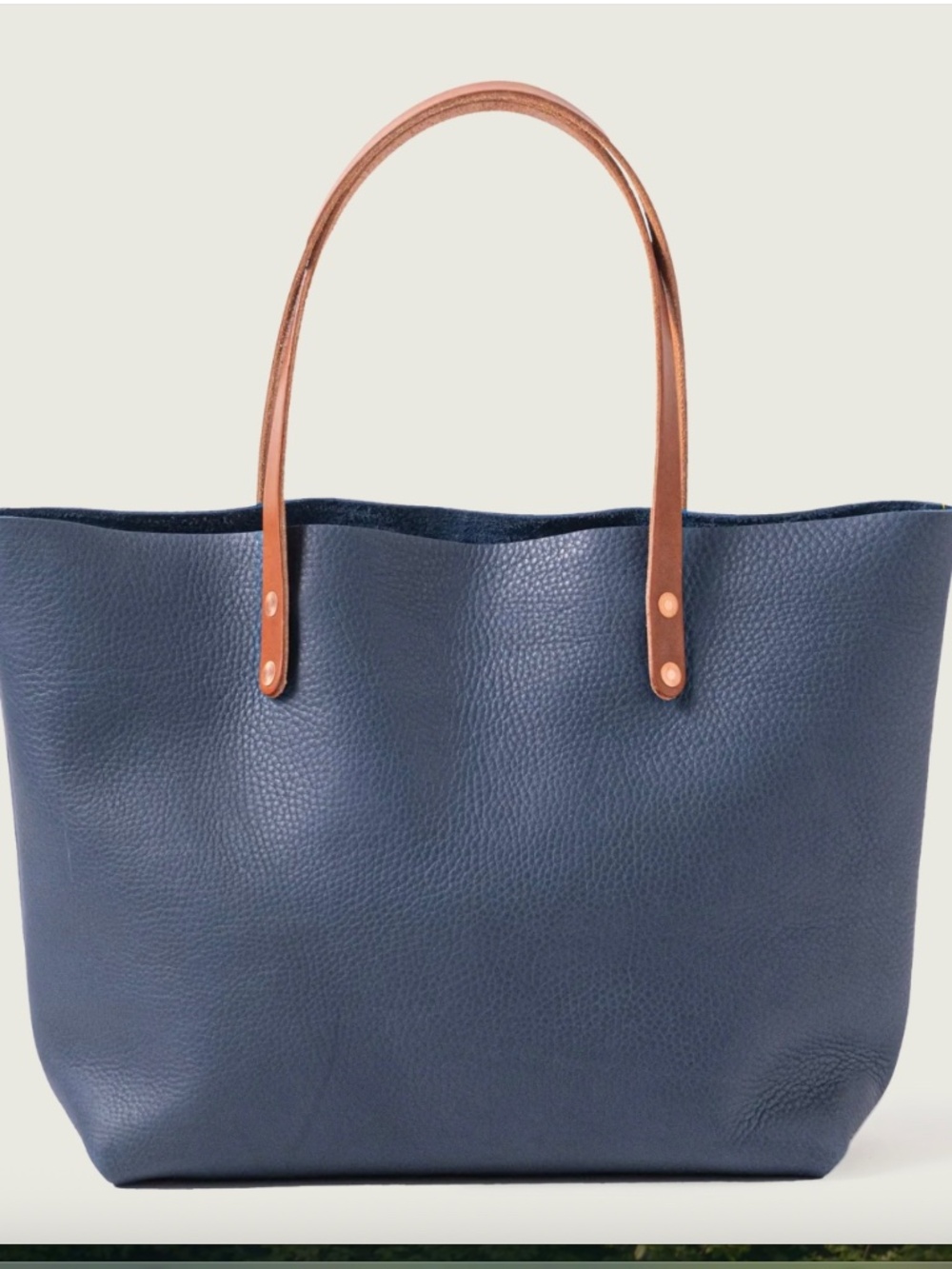 KMM & Co 10" handle east west tote blue cypress color